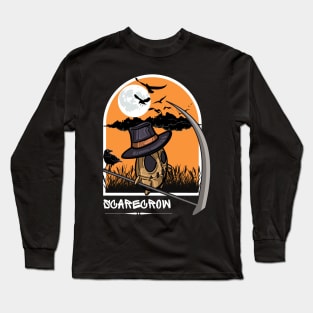 halloween scary evil pumpkin funny pumpkin head Long Sleeve T-Shirt